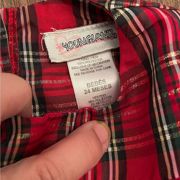 Girls Youngland Red, Black, White and Gold Olaid Formal Dress. size 24 Months. - Picture 4 of 4